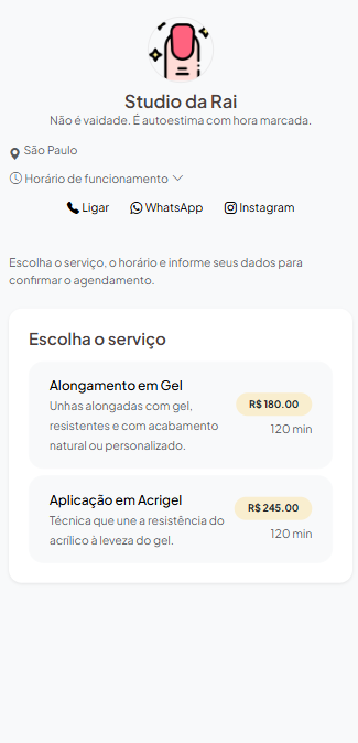 Tema Aconchegante da página pública de agendamento