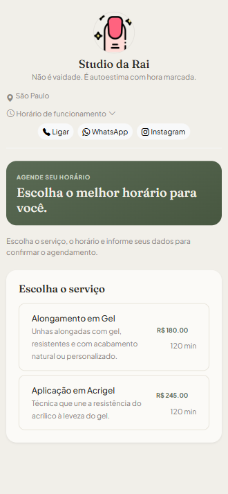 Tema Suave da página pública de agendamento