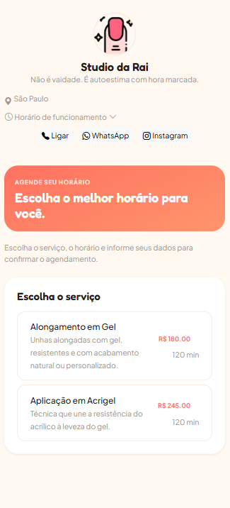 Tema Vibrante da página pública de agendamento